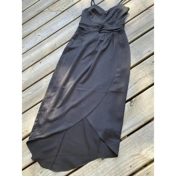 Express V-Wire Satin Hi-Lo Maxi Dress Black Size XS Small (see Notes) NWOT - Picture 4 of 7